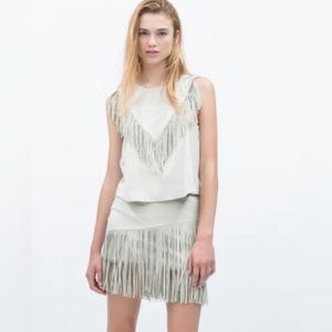Zara Suede Fringe Top